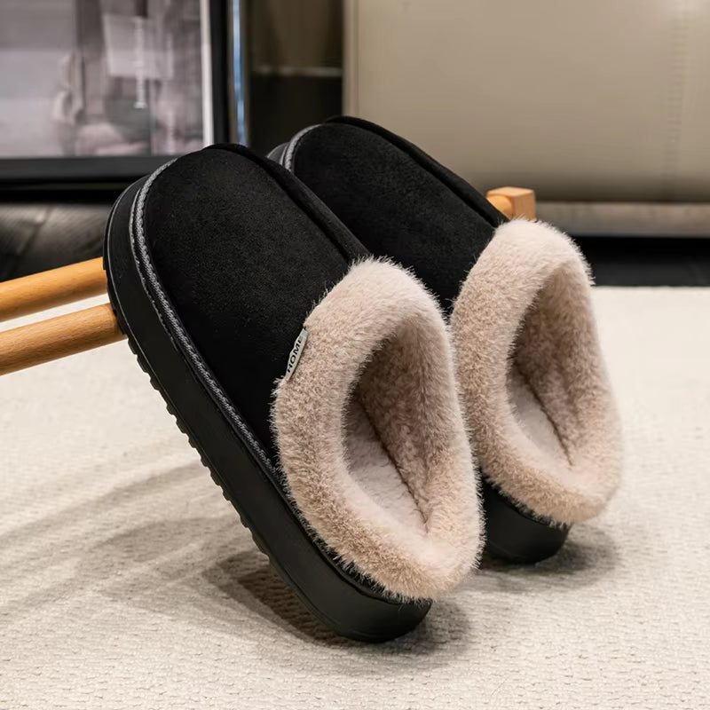 Cozy Fluffy Winter Slippers – Thick Sole, Anti-Slip, Warm Fleece Lining