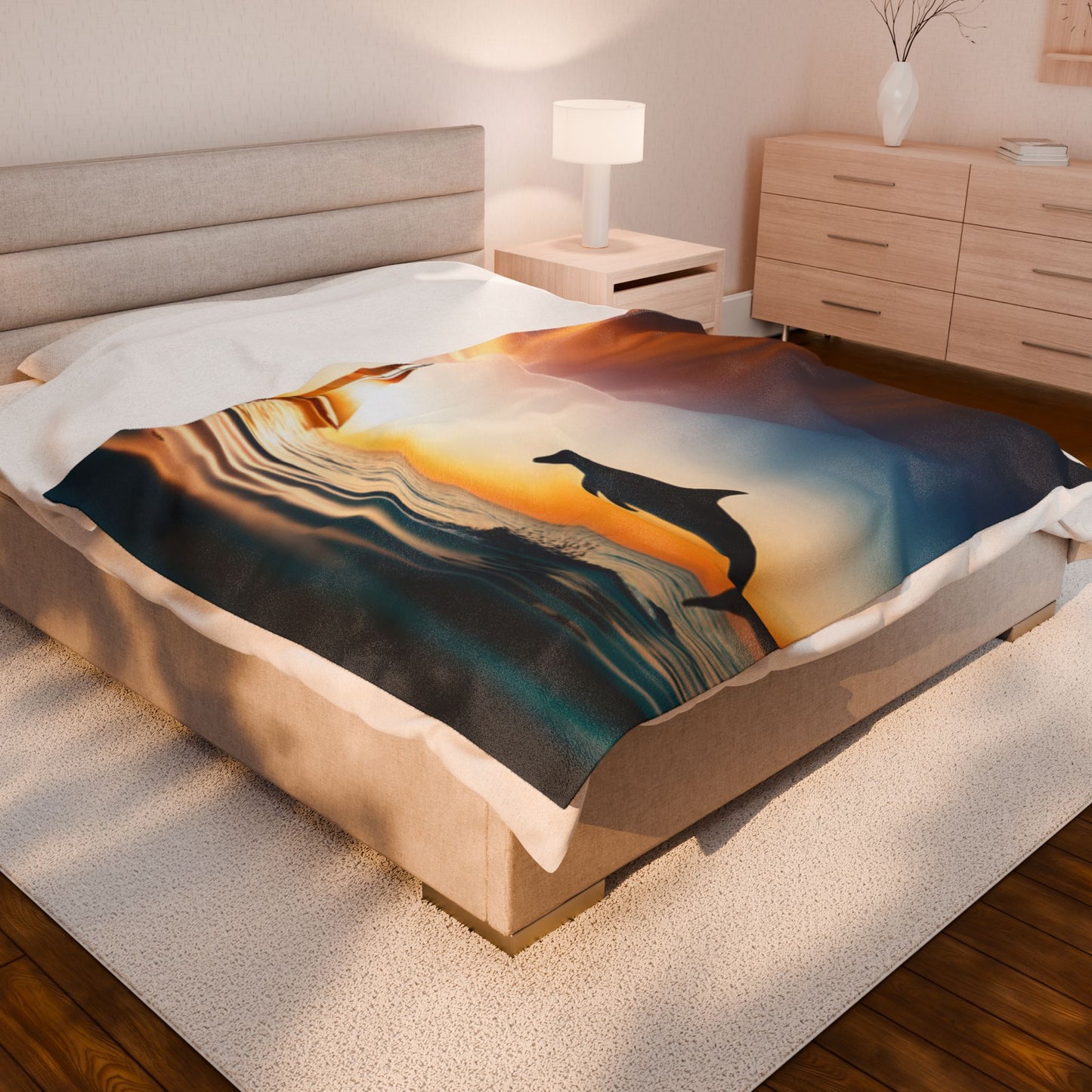 Velveteen Plush Blanket (Dolphin Sailboat)