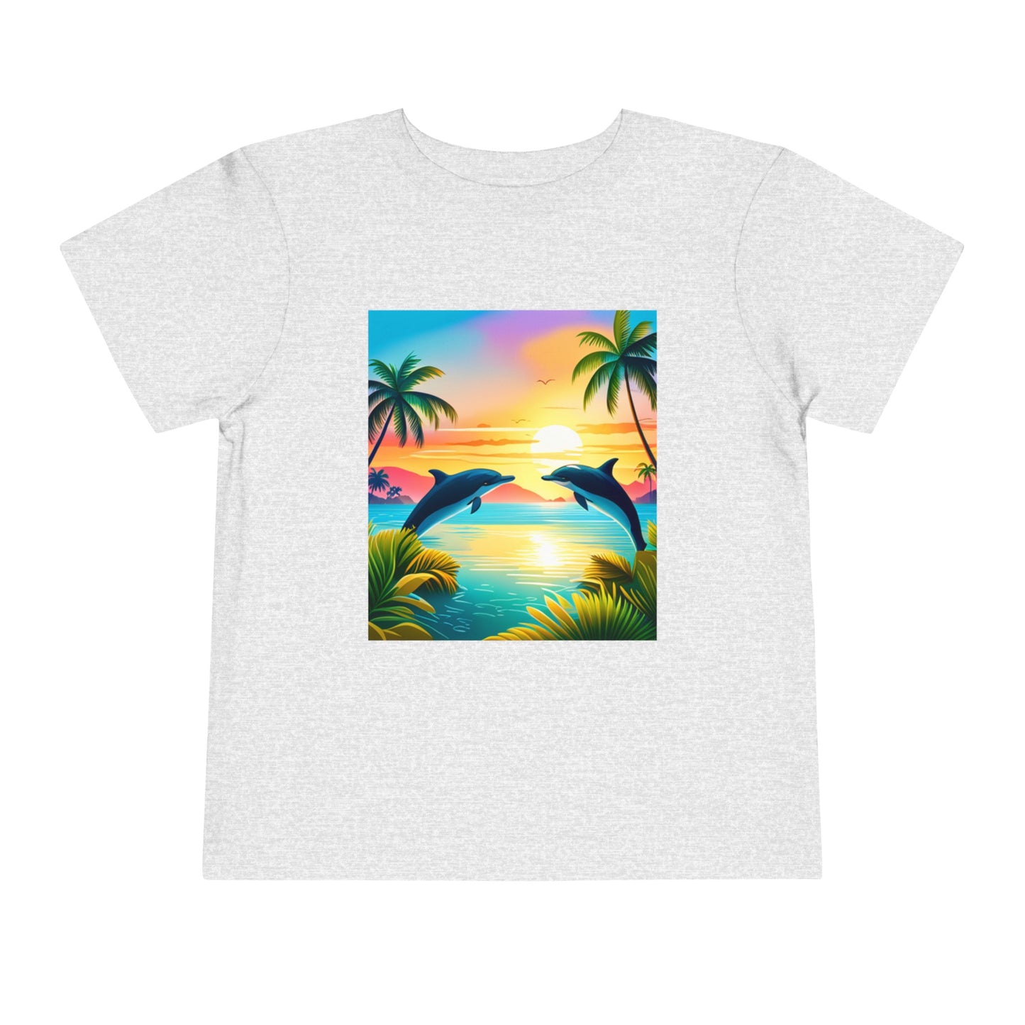 Toddler Short Sleeve Tee (Dolphin Palm Tree)