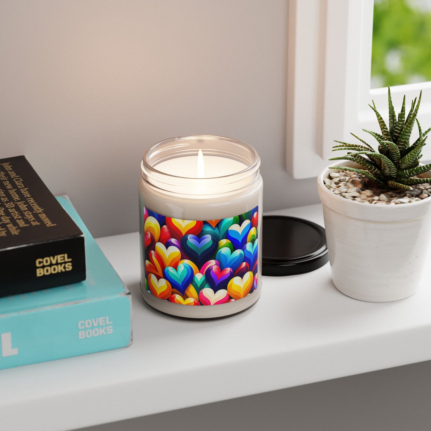 Scented Soy Candle, 9oz (Colorful Hearts)