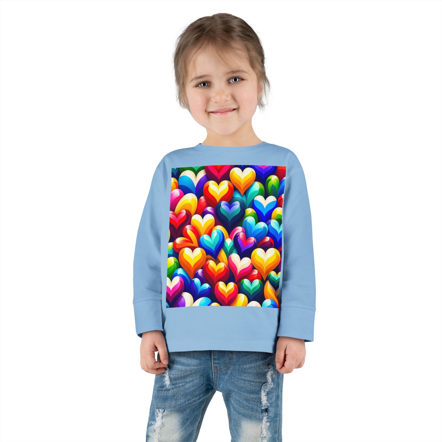 Toddler Long Sleeve Tee (Colorful Hearts)
