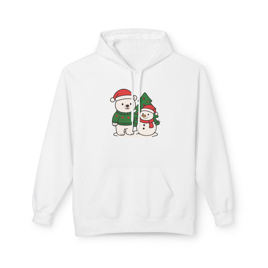 Cute Polar Bear and Snowman Hoodie