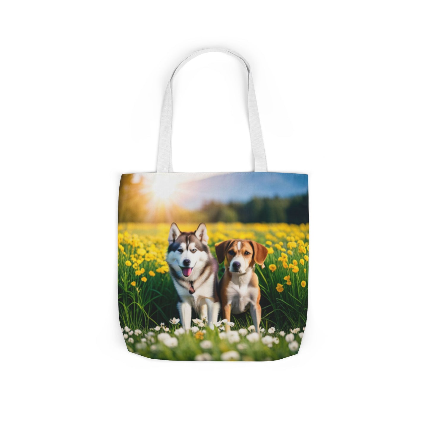 Canvas Tote Bag, 5-Color Straps (Husky/Beagle)