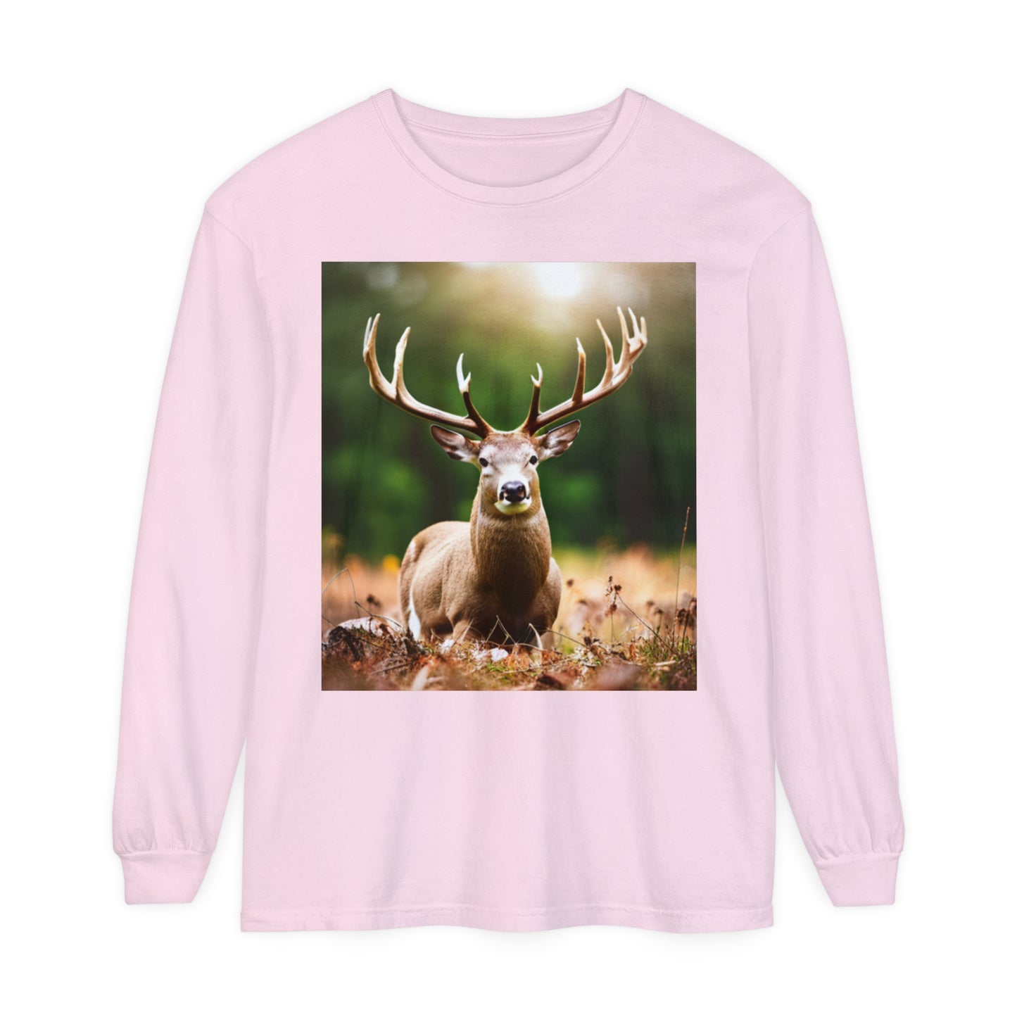 Unisex Garment-dyed Long Sleeve T-Shirt (Deer)
