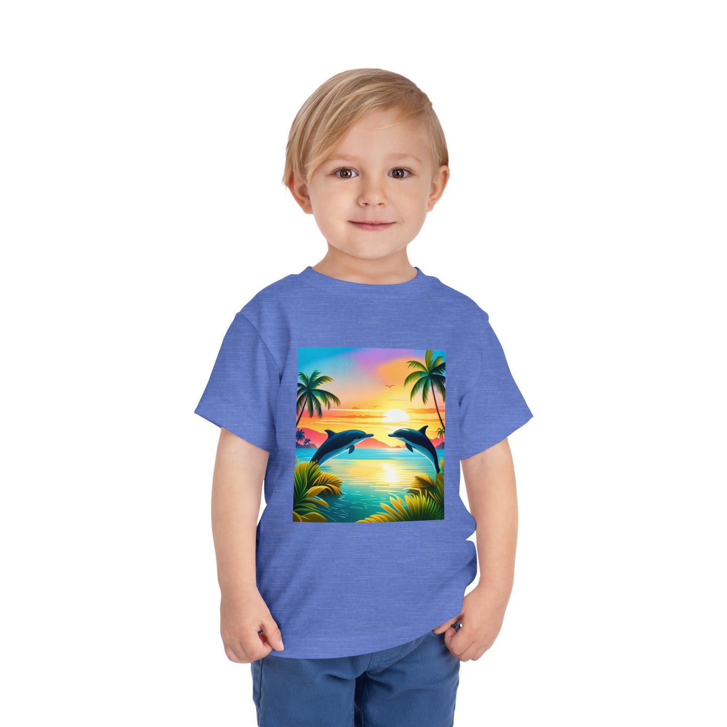 Toddler Short Sleeve Tee (Dolphin Palm Tree)