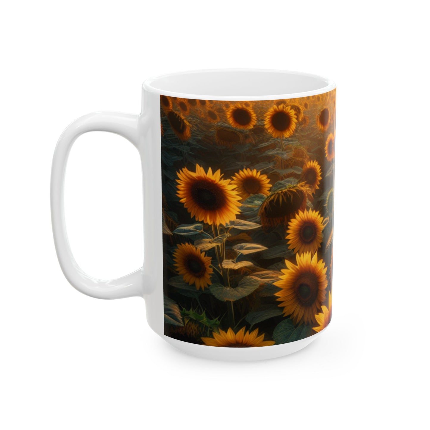 Ceramic Mug, (11oz, 15oz) (Sunflowers)