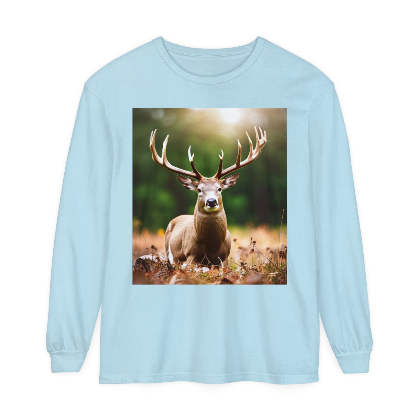 Unisex Garment-dyed Long Sleeve T-Shirt (Deer)