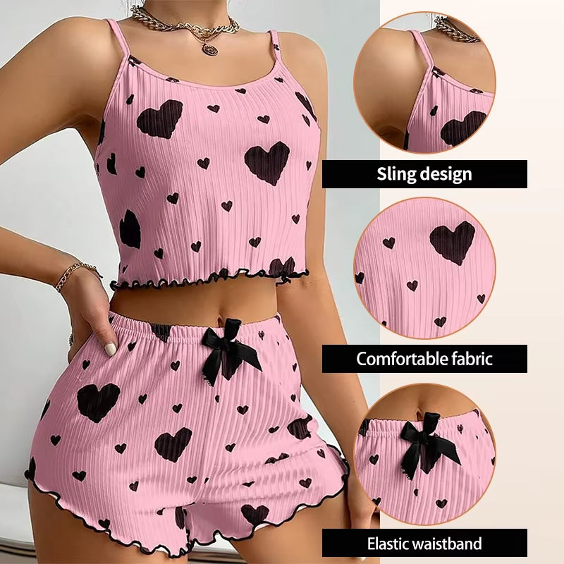 Women's Pajamas Set Sleepwear Heart print