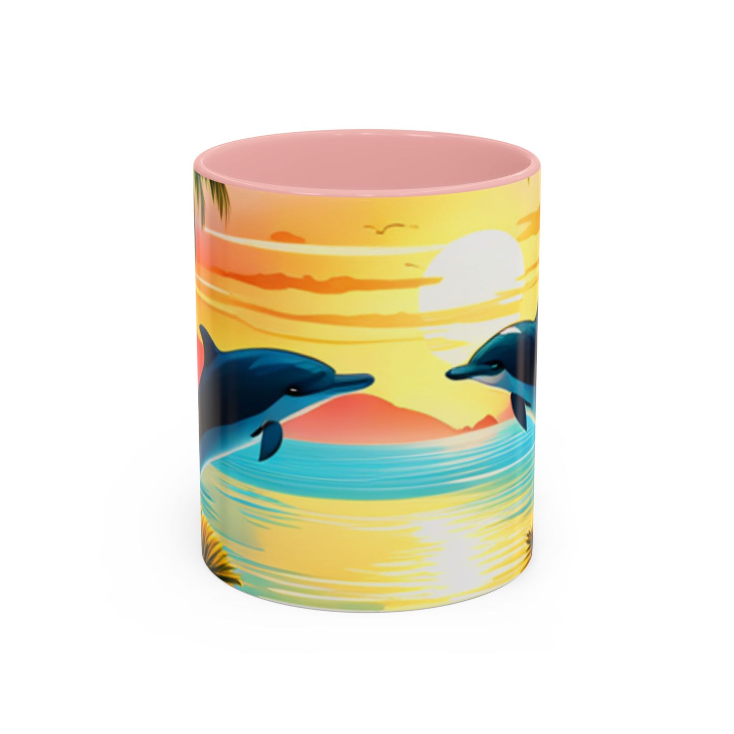 Accent Coffee Mug, 11oz (Dolphin Palm Tree)