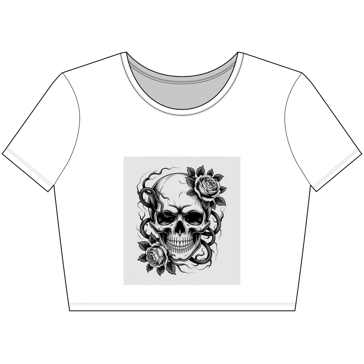 Floral Skull Heather Crop Top