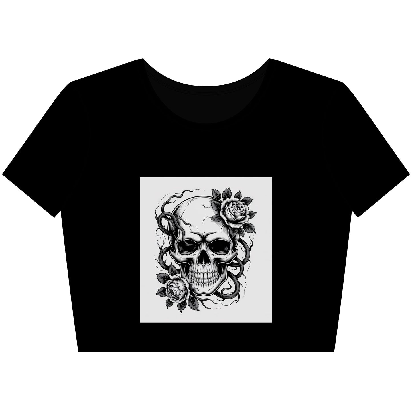Floral Skull Heather Crop Top