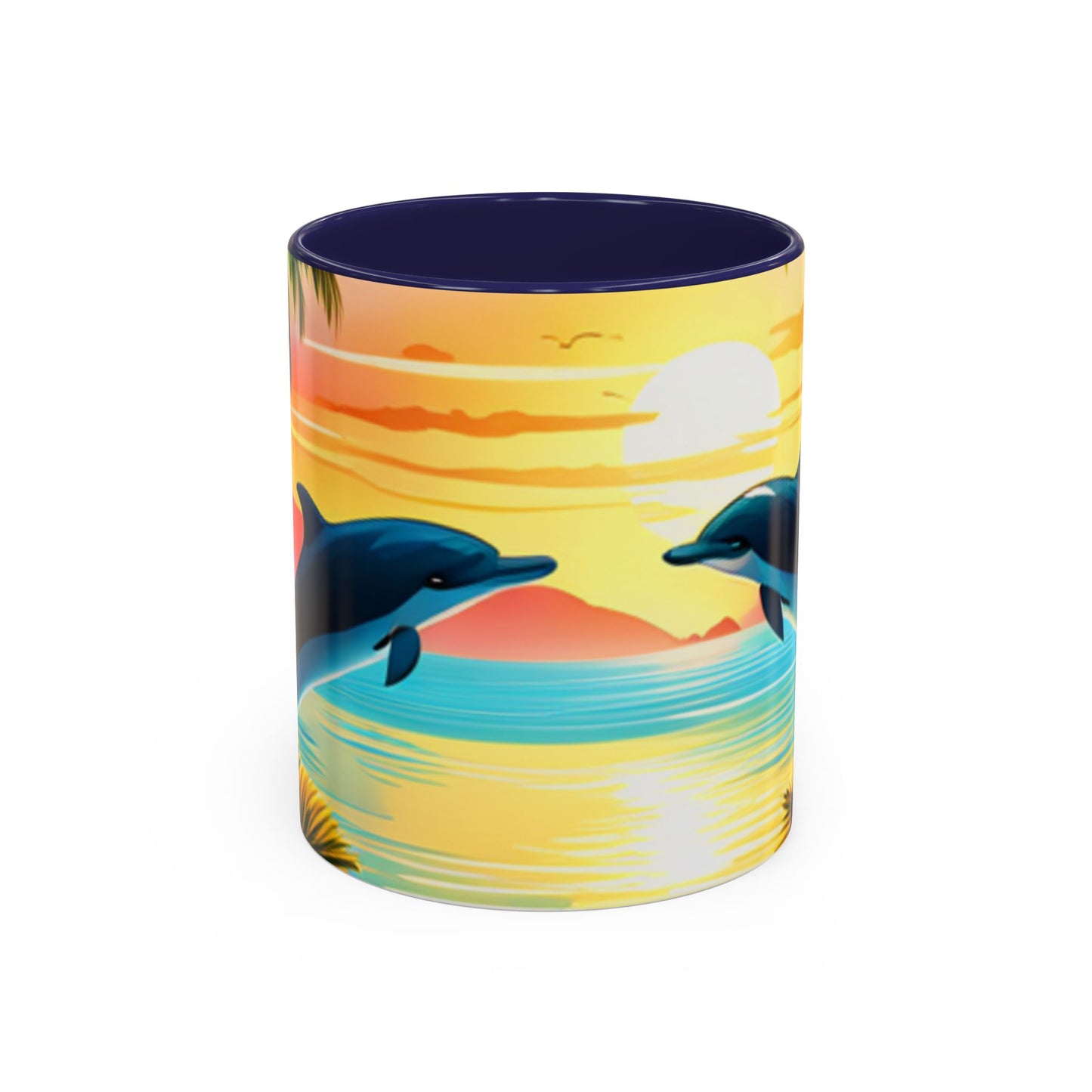 Accent Coffee Mug, 11oz (Dolphin Palm Tree)