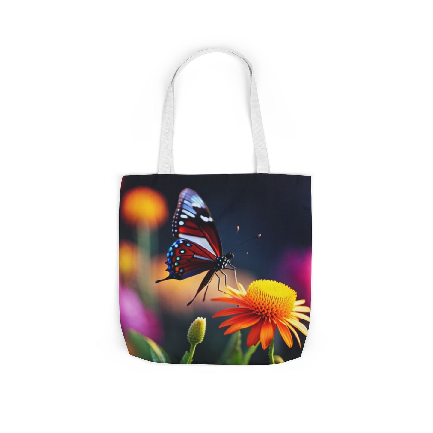 Canvas Tote Bag, 5-Color Straps (Butterflies)