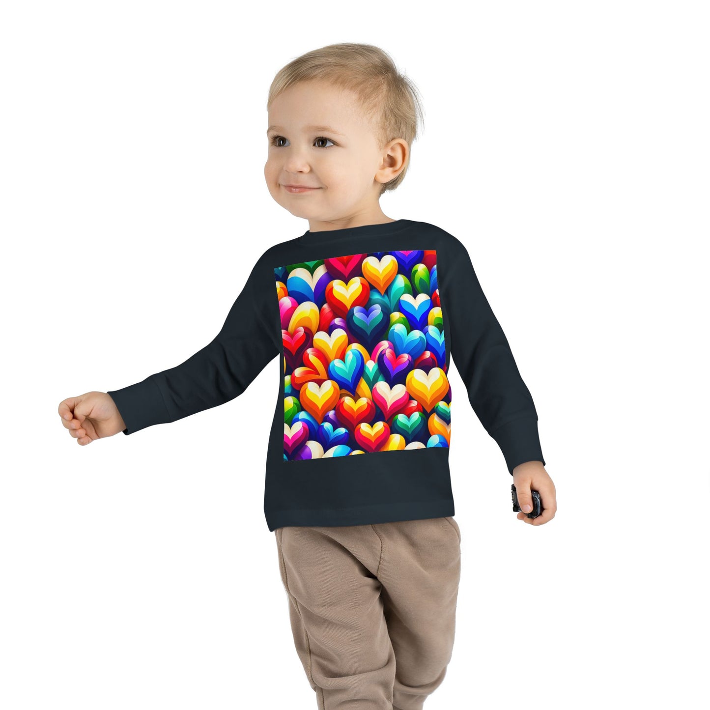 Toddler Long Sleeve Tee (Colorful Hearts)