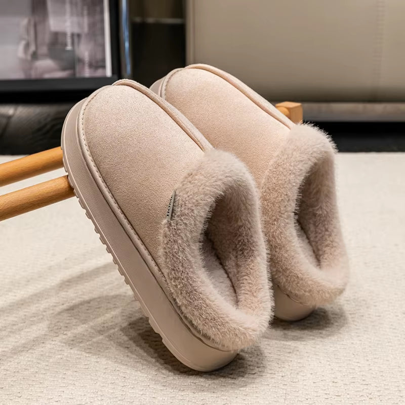 Cozy Fluffy Winter Slippers – Thick Sole, Anti-Slip, Warm Fleece Lining