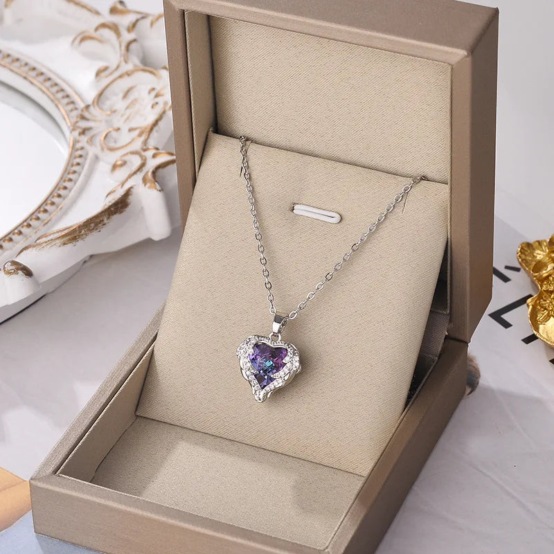Celestia Gold Crystal Heart Necklace