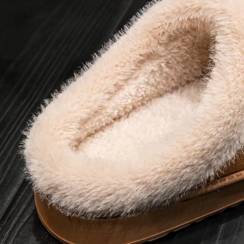 Cozy Fluffy Winter Slippers – Thick Sole, Anti-Slip, Warm Fleece Lining