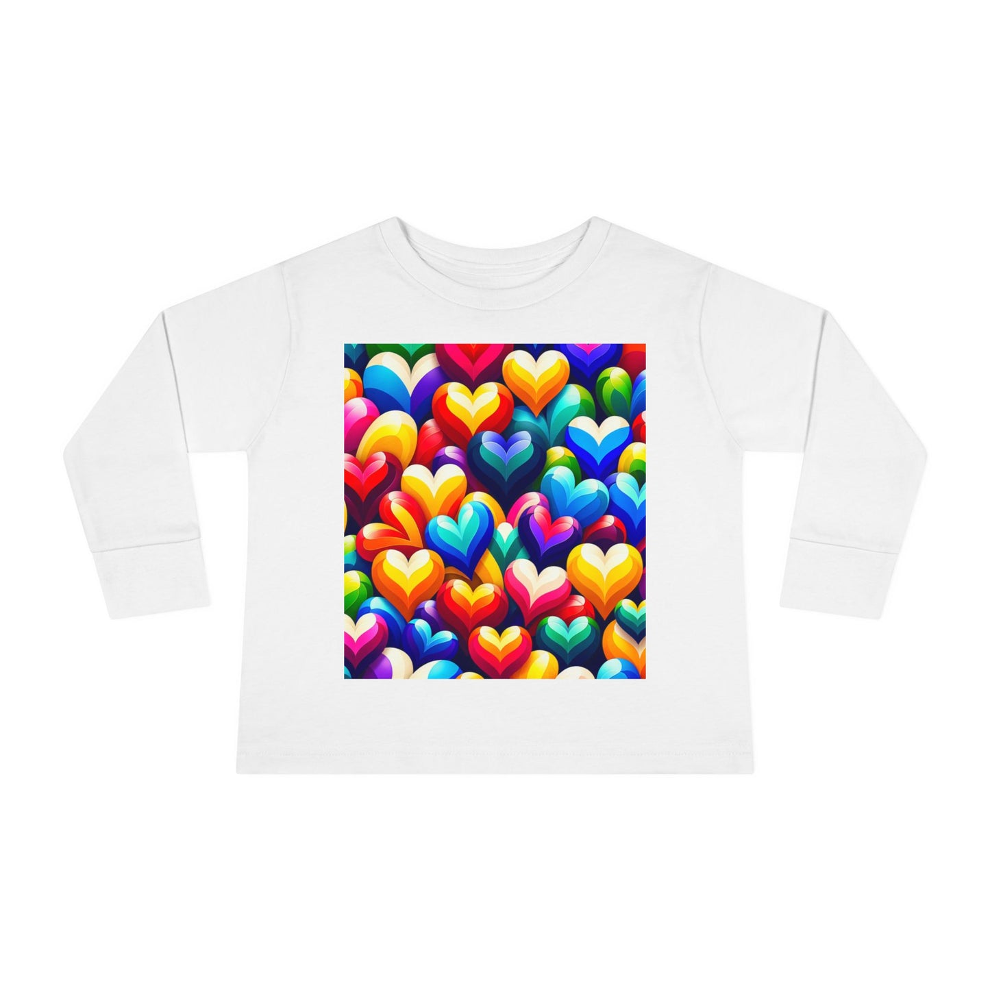Toddler Long Sleeve Tee (Colorful Hearts)