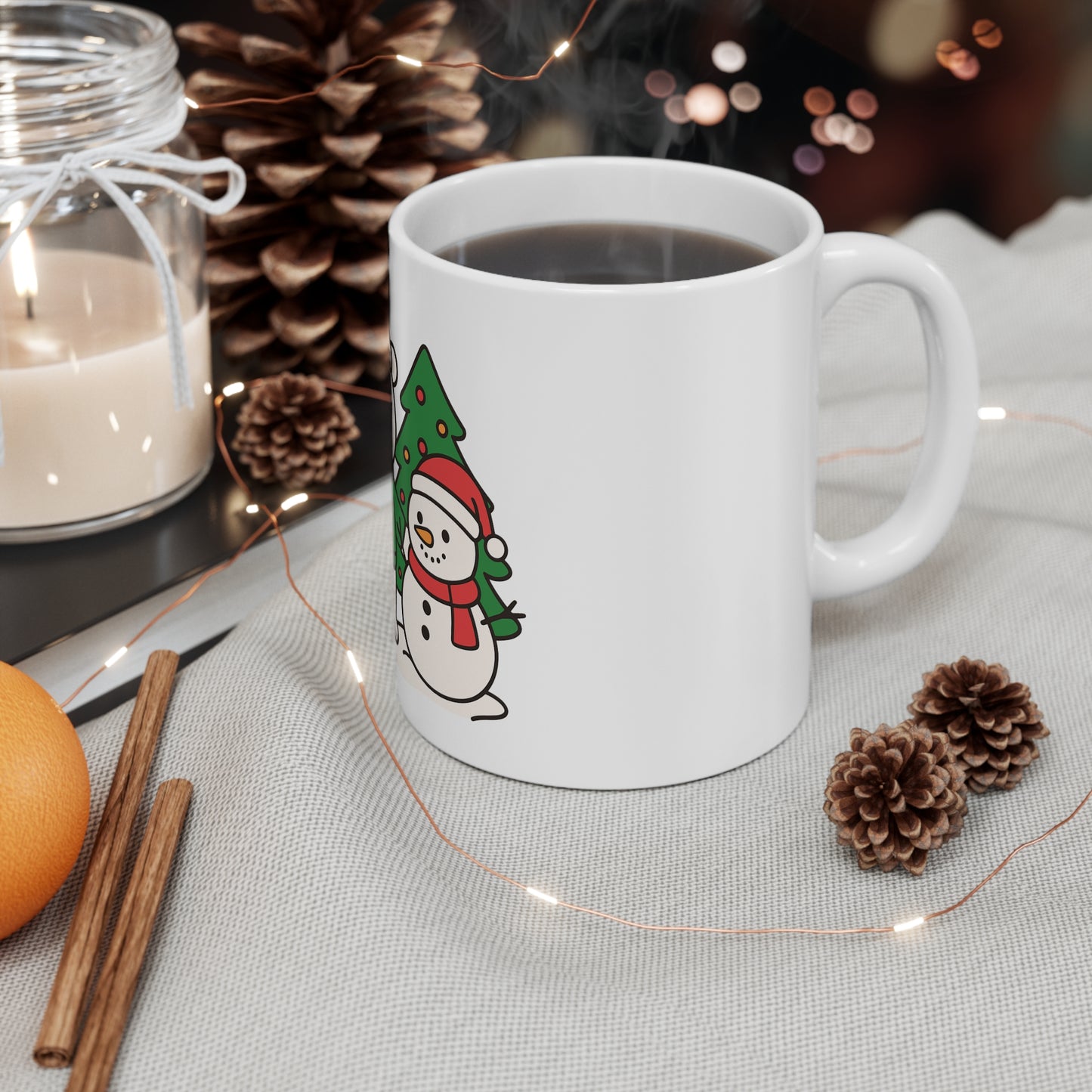 Cute Polar Bear and Snowman Mug