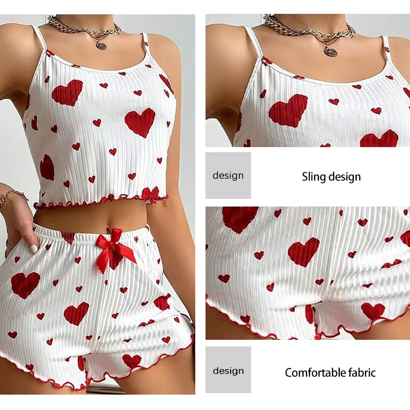 Women's Pajamas Set Sleepwear Heart print