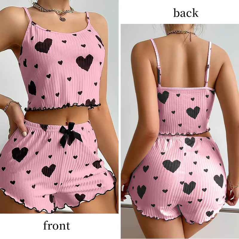 Women's Pajamas Set Sleepwear Heart print