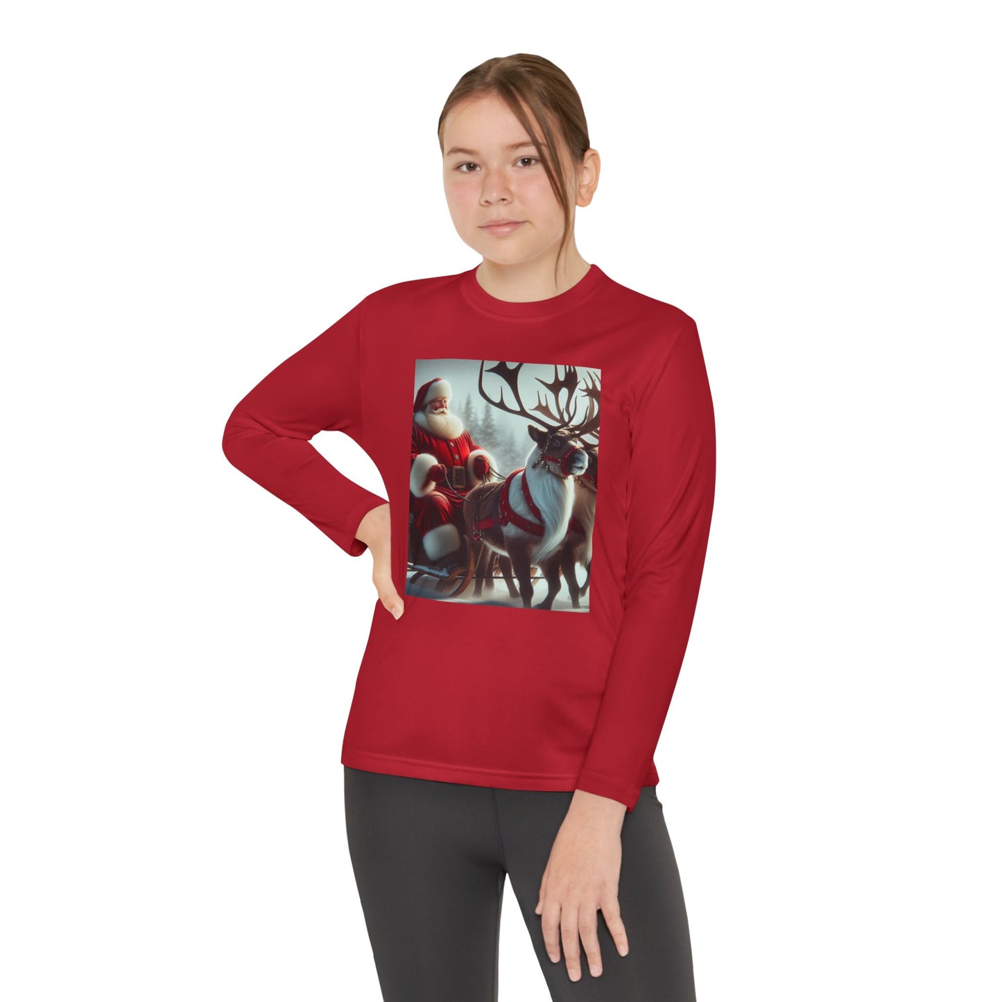 Youth Long Sleeve Competitor Tee (Santa/Reindeer)