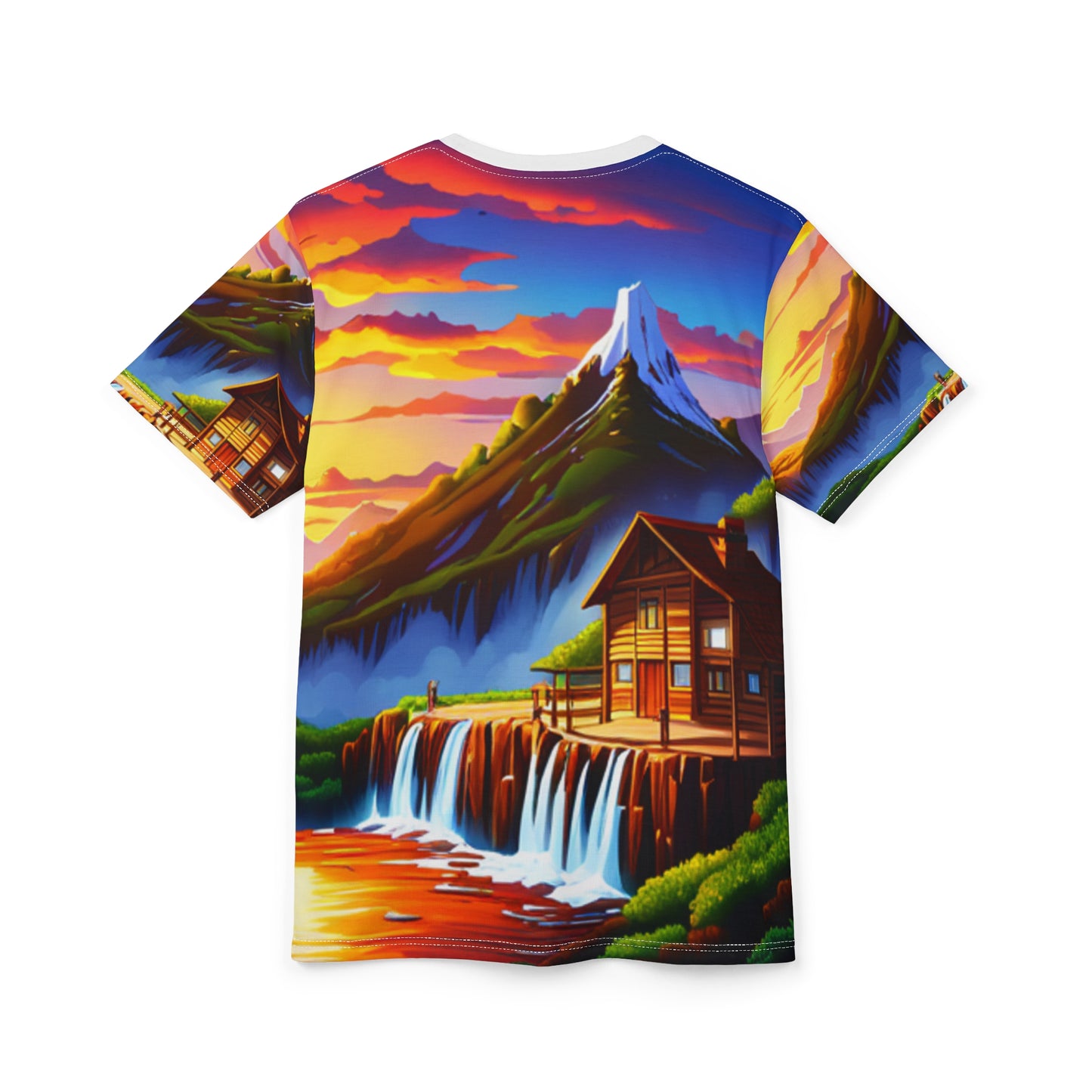 Unisex Cut & Sew Tee (AOP) (Waterfall/Cabin)