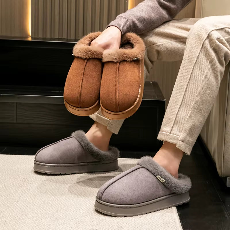 Cozy Fluffy Winter Slippers – Thick Sole, Anti-Slip, Warm Fleece Lining