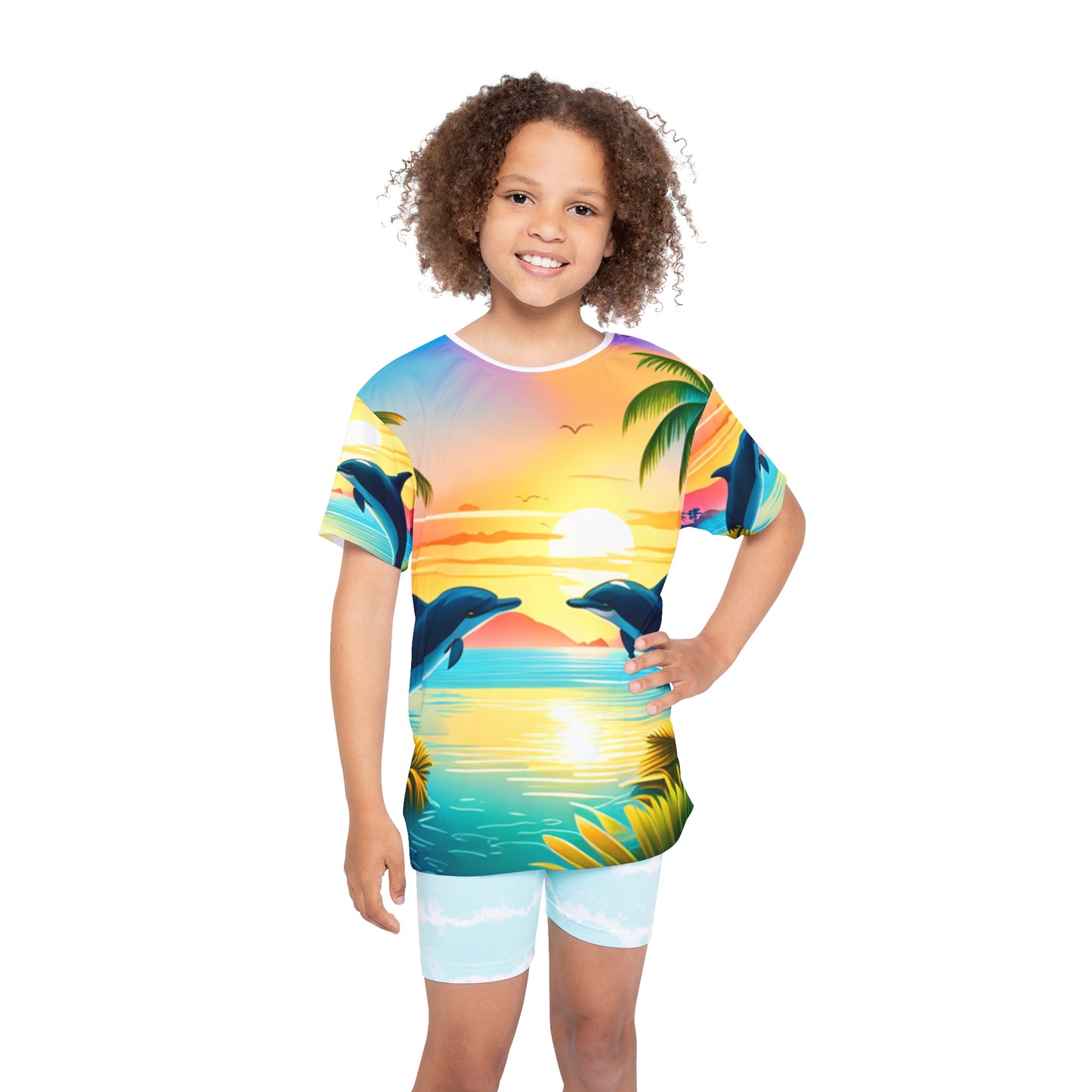 Kids Sports Jersey (AOP) (Dolphin Palm Tree)