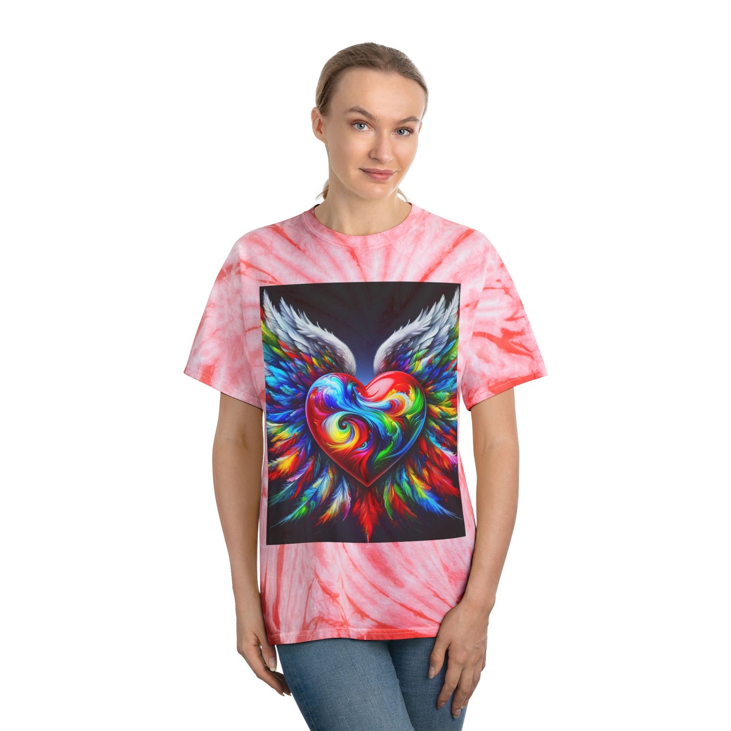 Vibrant Tie-Dye Tee with Heart Design - Celebrate Love & Freedom