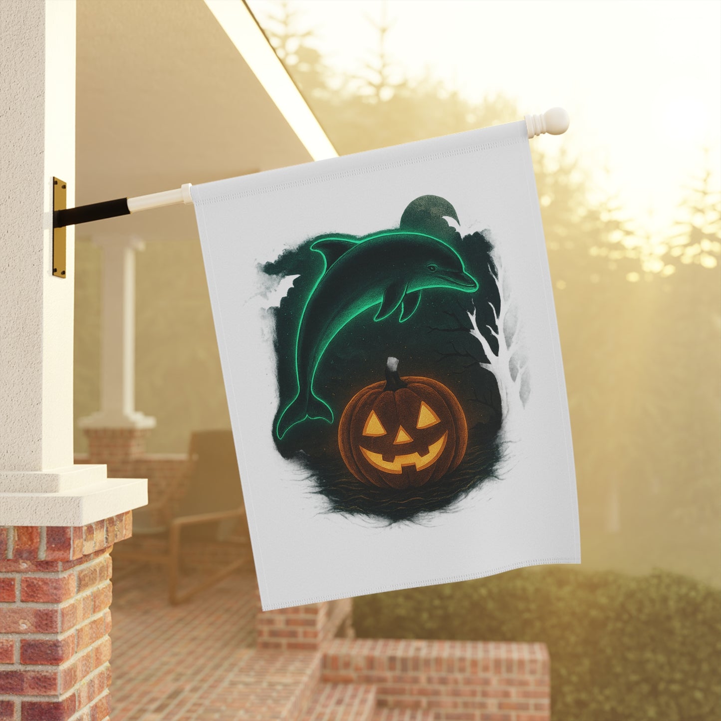 Spooky Dolphin Halloween Garden Flag β Outdoor Yard Decor