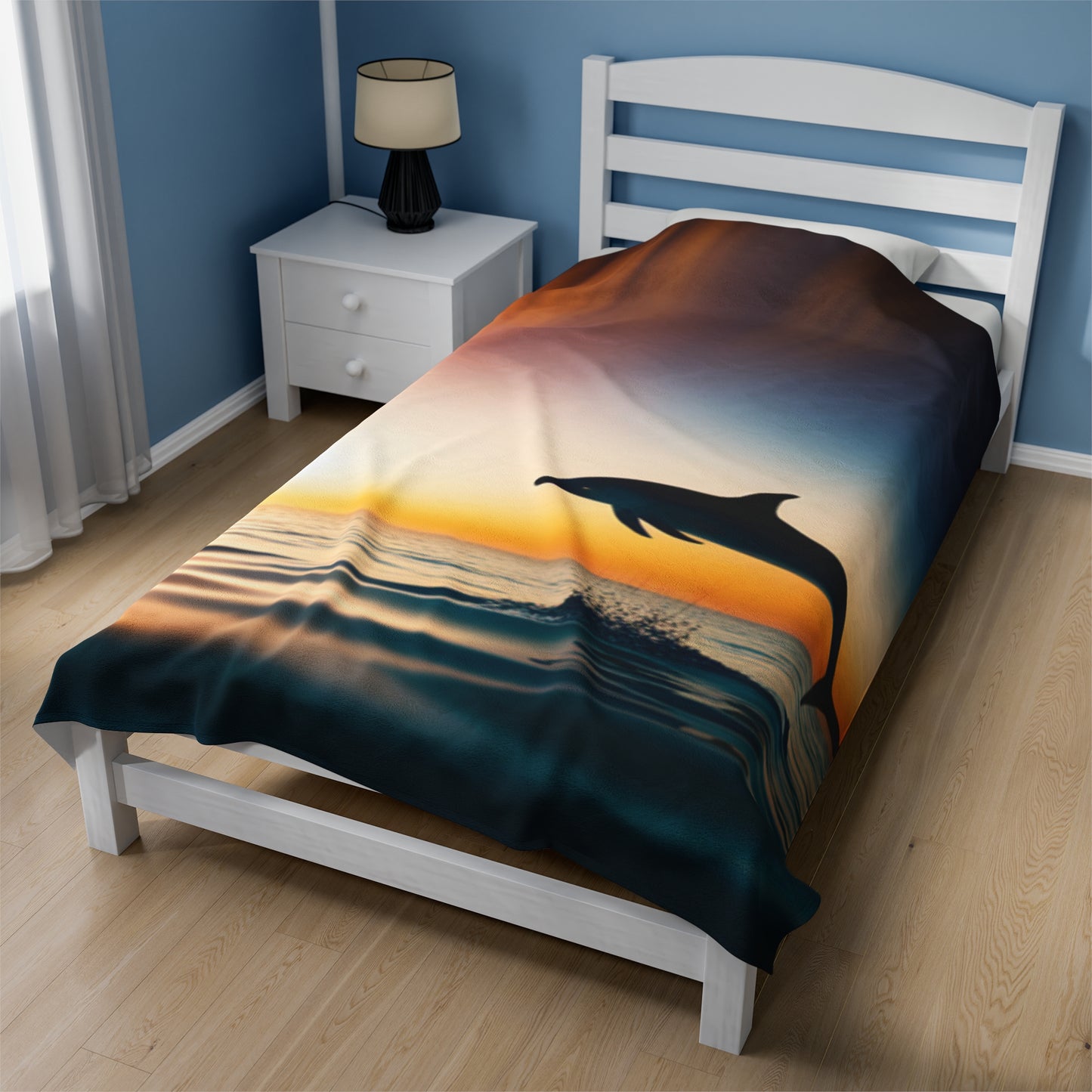 Velveteen Plush Blanket (Dolphin Sailboat)