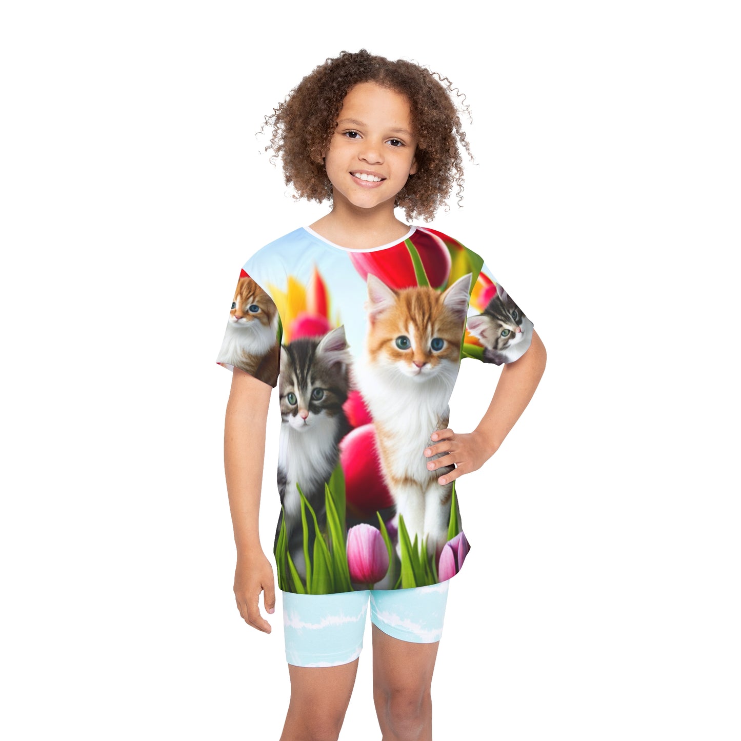 Kids Sports Jersey (AOP)(Kittens/Tulips)