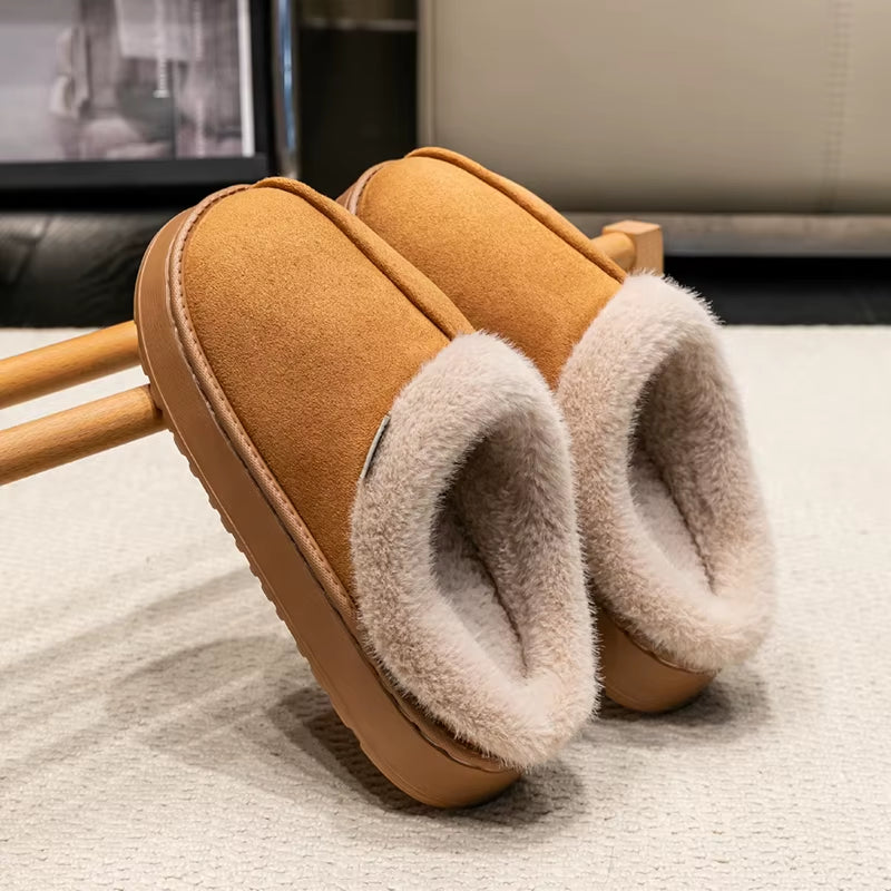 Cozy Fluffy Winter Slippers – Thick Sole, Anti-Slip, Warm Fleece Lining