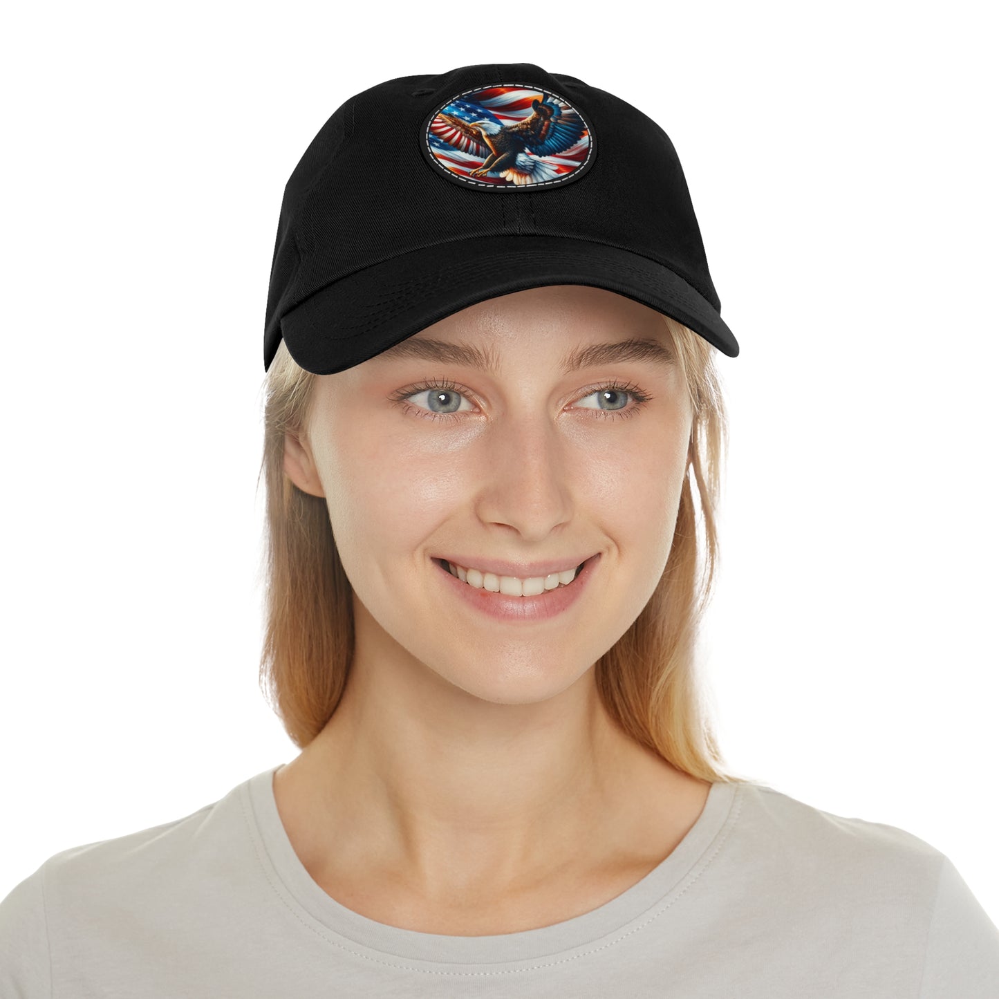 Dad Hat with Leather Patch (Round) (Eagle)