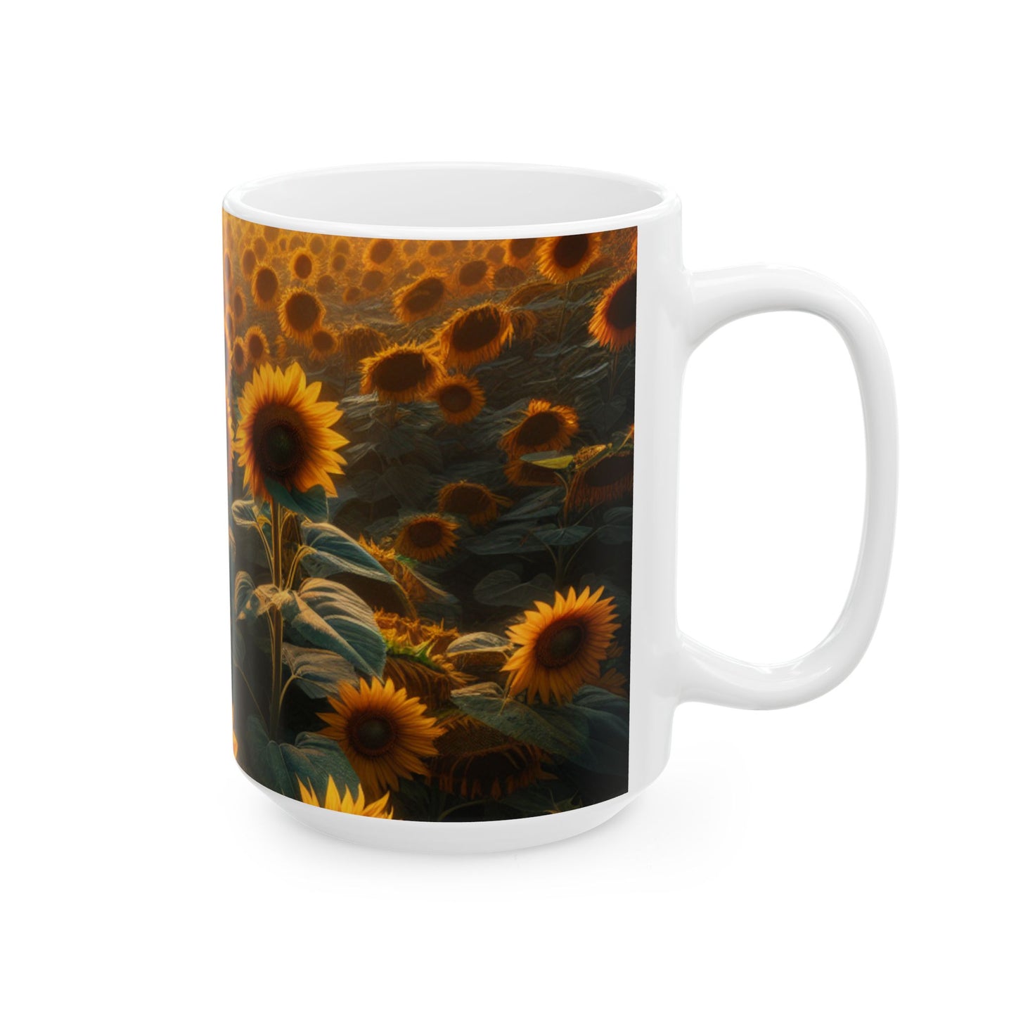 Ceramic Mug, (11oz, 15oz) (Sunflowers)