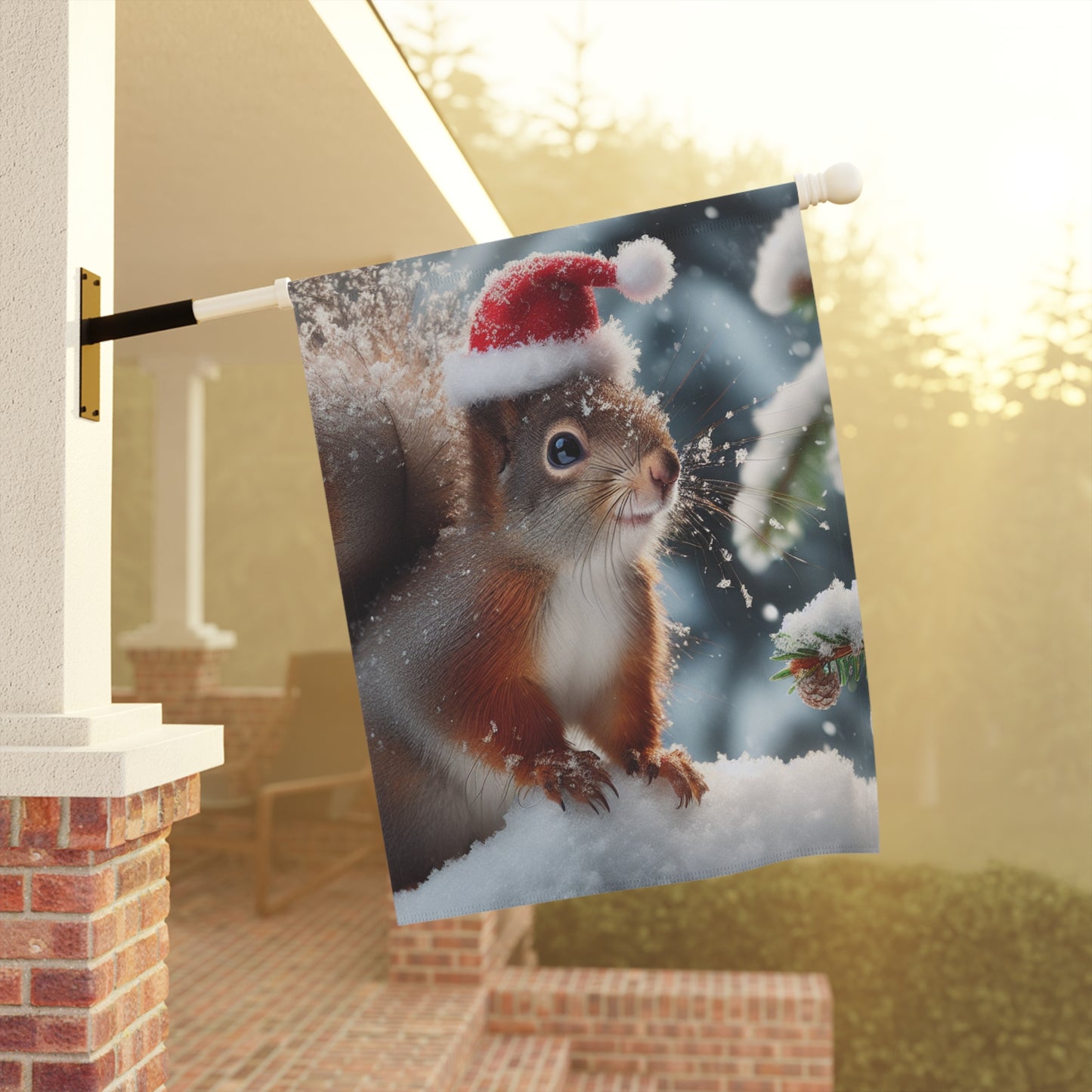 Garden & House Banner (Santa Squirrel)