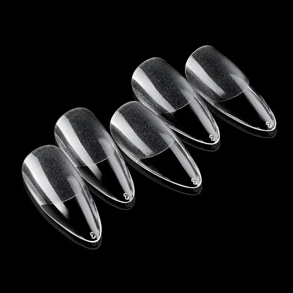 120Pcs Clear No Mark Frosted Stiletto/Almond/Square Fake Nails American Capsule Gel X Coffin Fake Manicure Tip Extension System