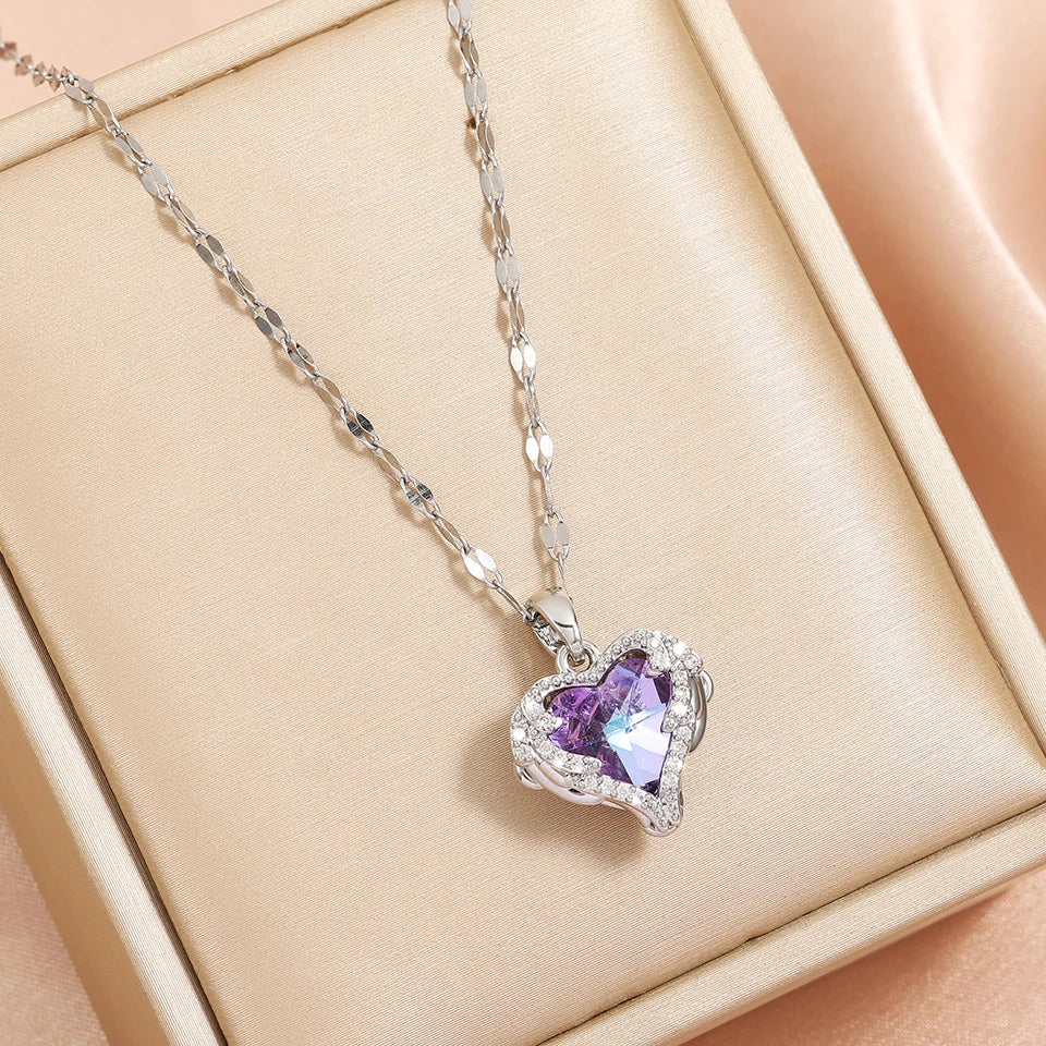 Celestia Gold Crystal Heart Necklace