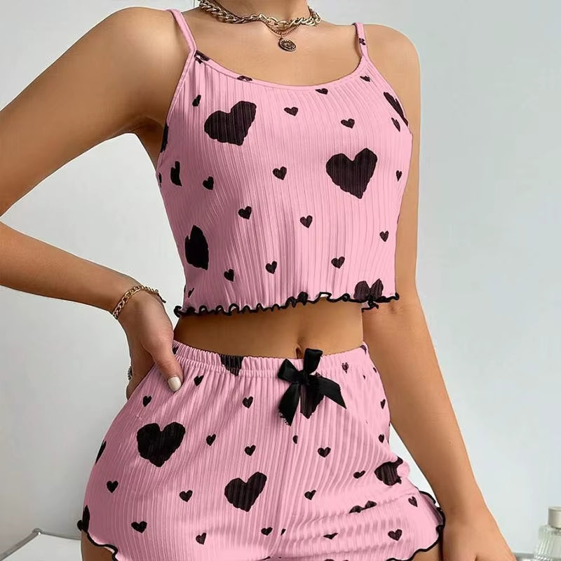 Women's Pajamas Set Sleepwear Heart print