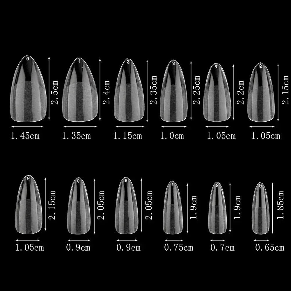 120Pcs Clear No Mark Frosted Stiletto/Almond/Square Fake Nails American Capsule Gel X Coffin Fake Manicure Tip Extension System
