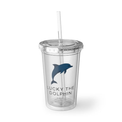 Lucky the Dolphin Travel Tumbler – Eco-Friendly Acrylic Cup