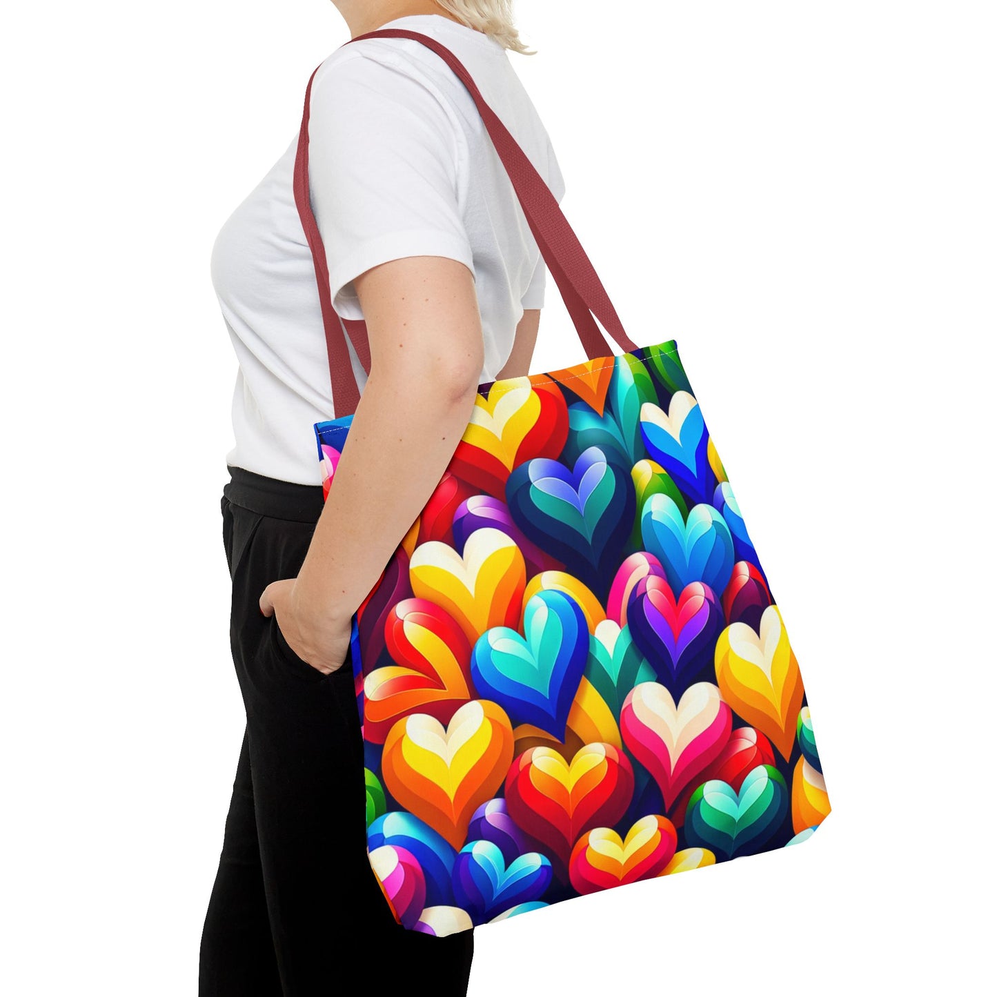 Tote Bag (AOP) (Colorful Hearts)