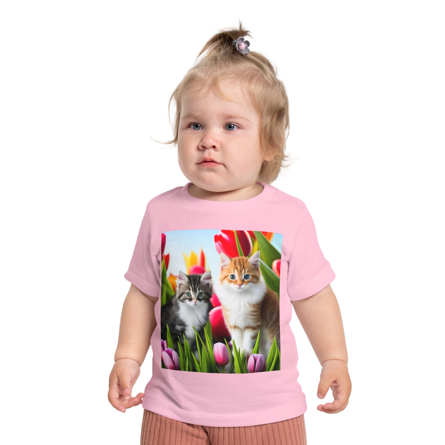 Baby Short Sleeve T-Shirt (Kittens/Tulips)