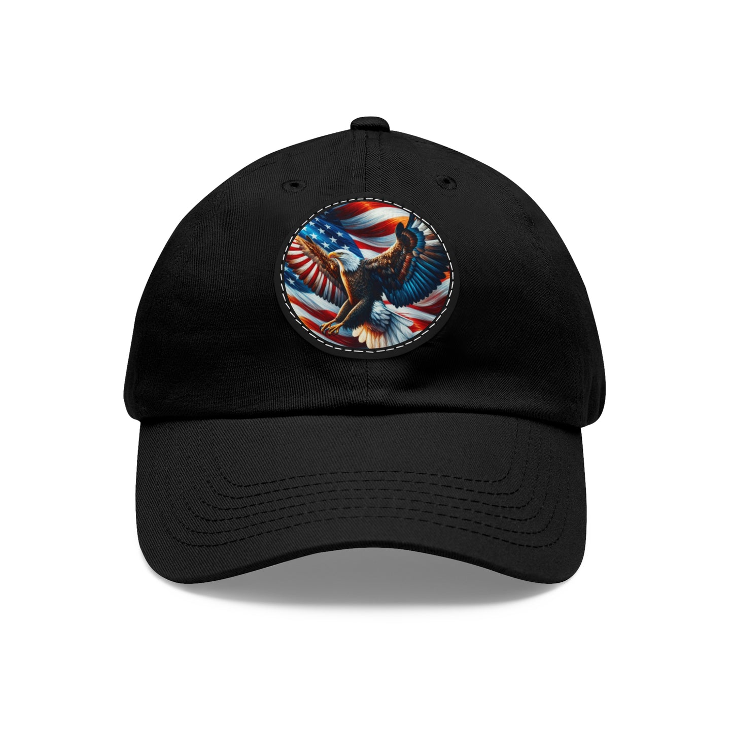 Dad Hat with Leather Patch (Round) (Eagle)