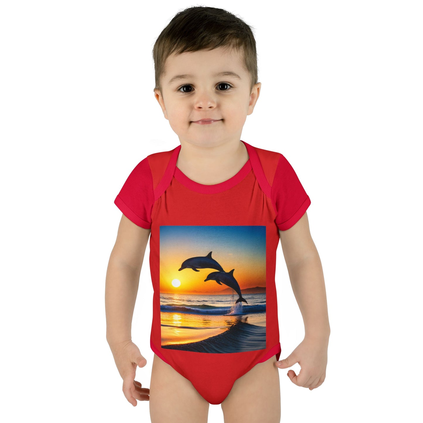 Infant Baby Rib Bodysuit (Dolphins)
