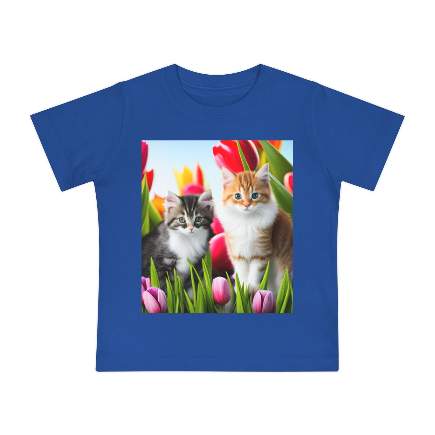 Baby Short Sleeve T-Shirt (Kittens/Tulips)