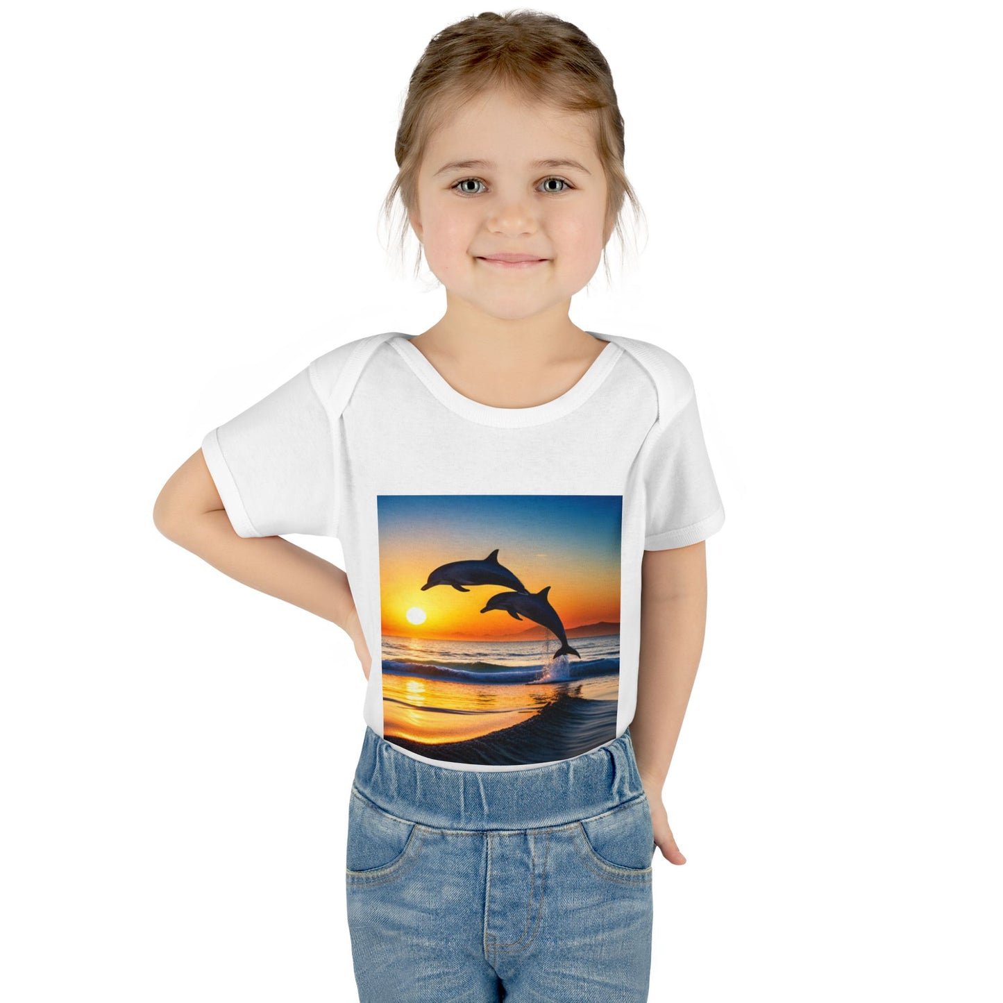 Infant Baby Rib Bodysuit (Dolphins)