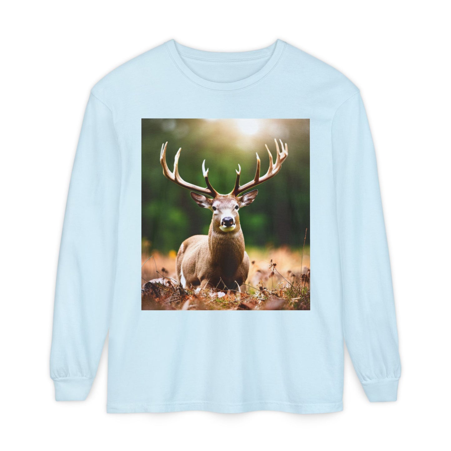 Unisex Garment-dyed Long Sleeve T-Shirt (Deer)