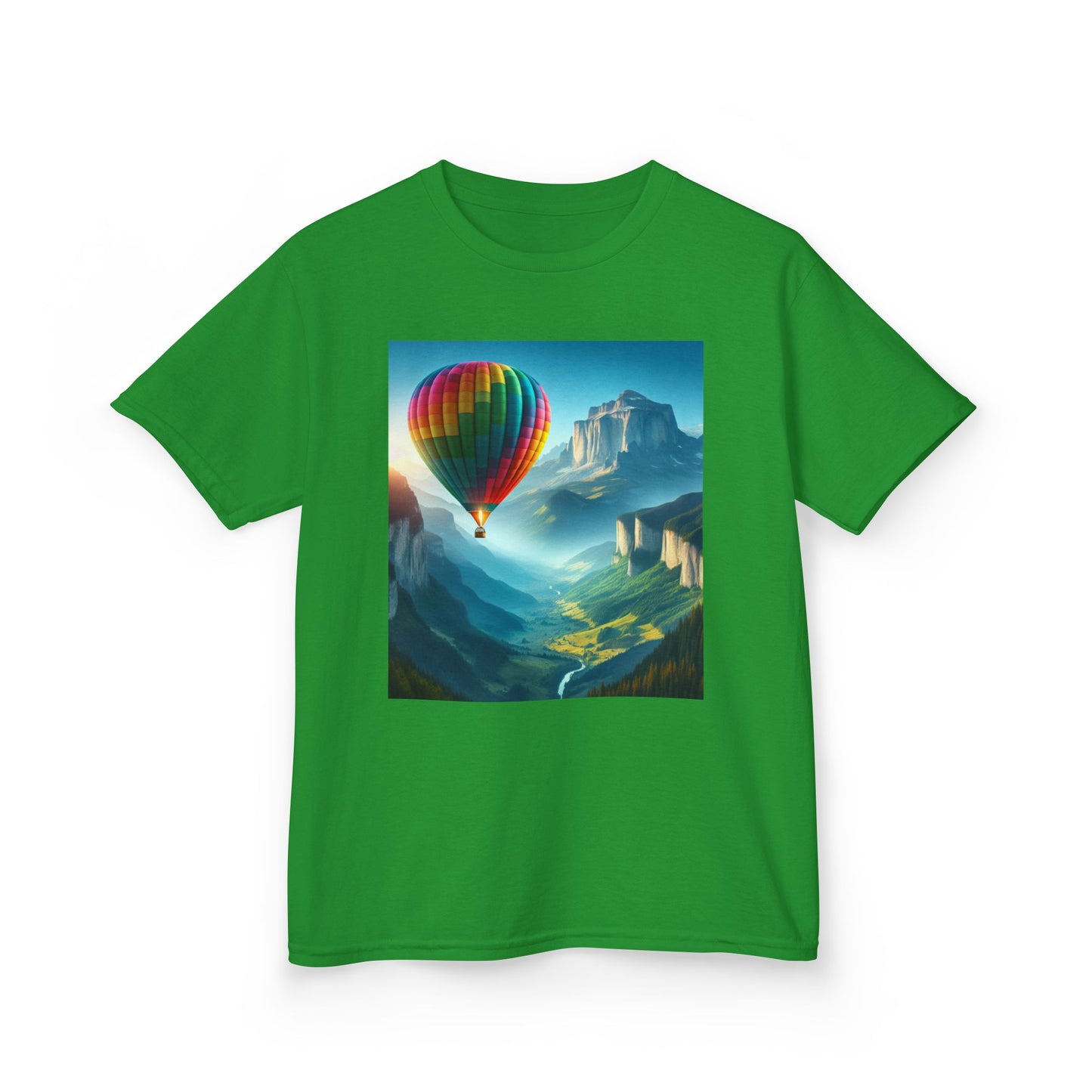 Kids Heavy Cotton™ Tee - Colorful Hot Air Balloon Adventure Tee for Young Explorers